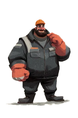Portrait d’Andreï, casque orange, bras croisés